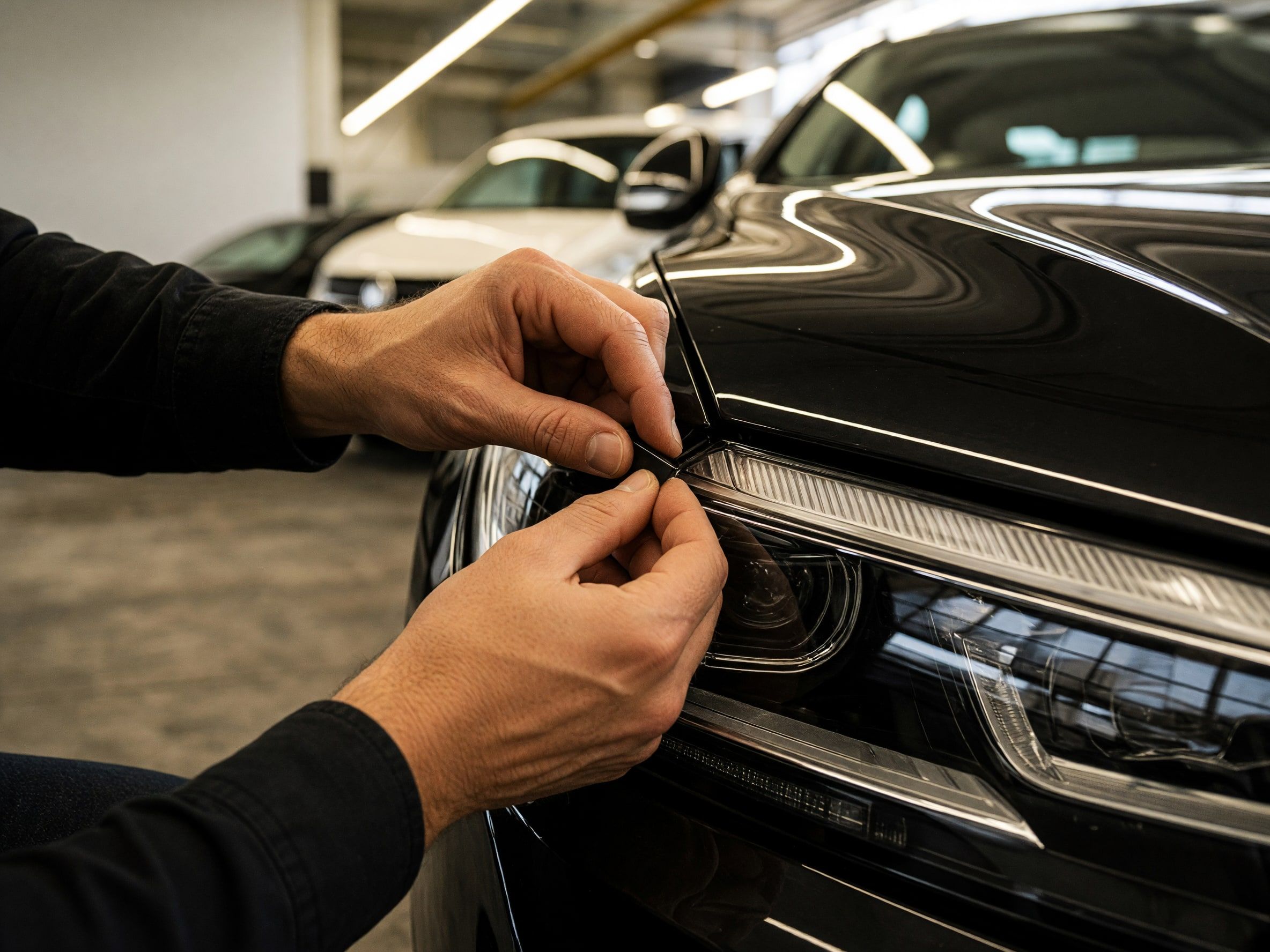 Prüfung eines Fahrzeugs im Showroom
